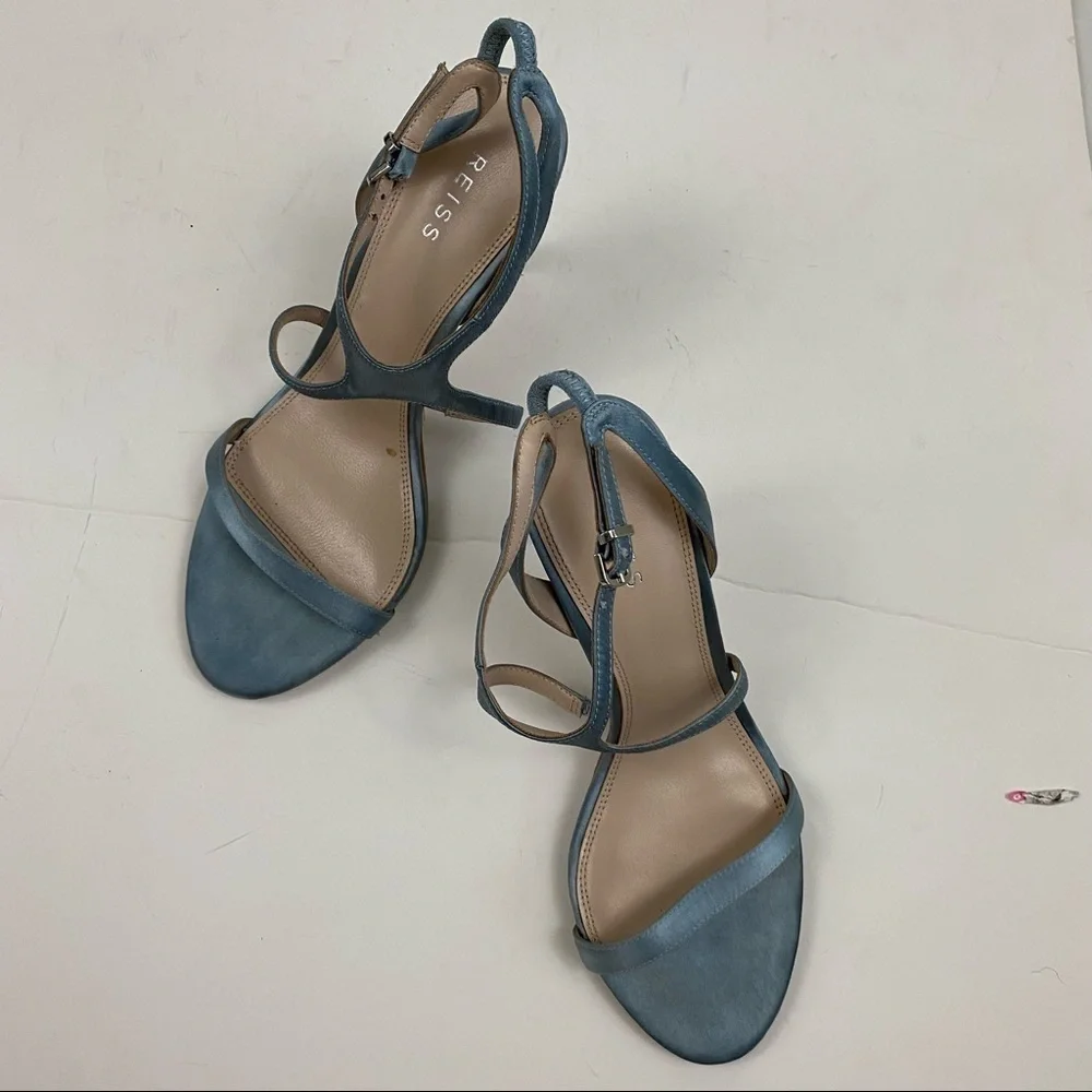 REISS blue satin strappy stiletto heels